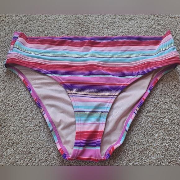 Victoria Secret Bikini Set Multicolor Stripes High Waist Womens Top 34B Bottom S - Picture 2 of 10